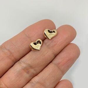 14K GOLD HEART Studs Yellow Gold Earrings Stud